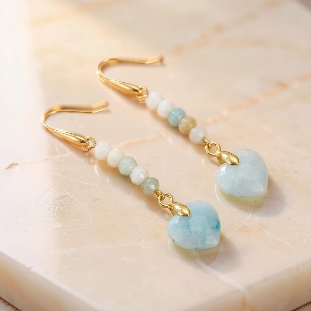 ATELIER-TIBET – Boucles d'Oreilles Amazonite – Cœur Serein