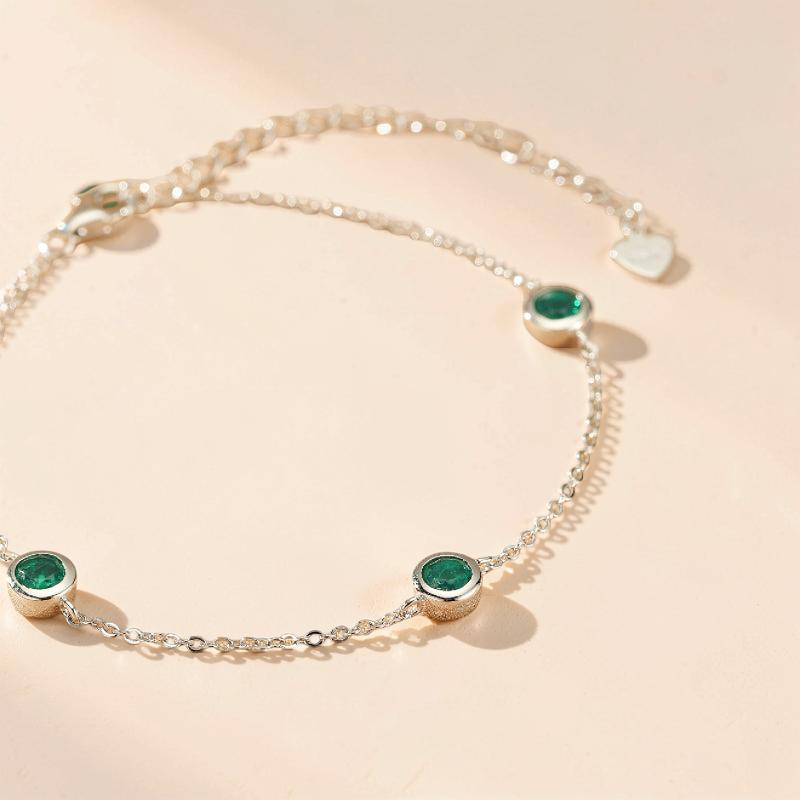 ATELIER-TIBET – Bracelet Émeraude – Éclat de Printemps, Argent