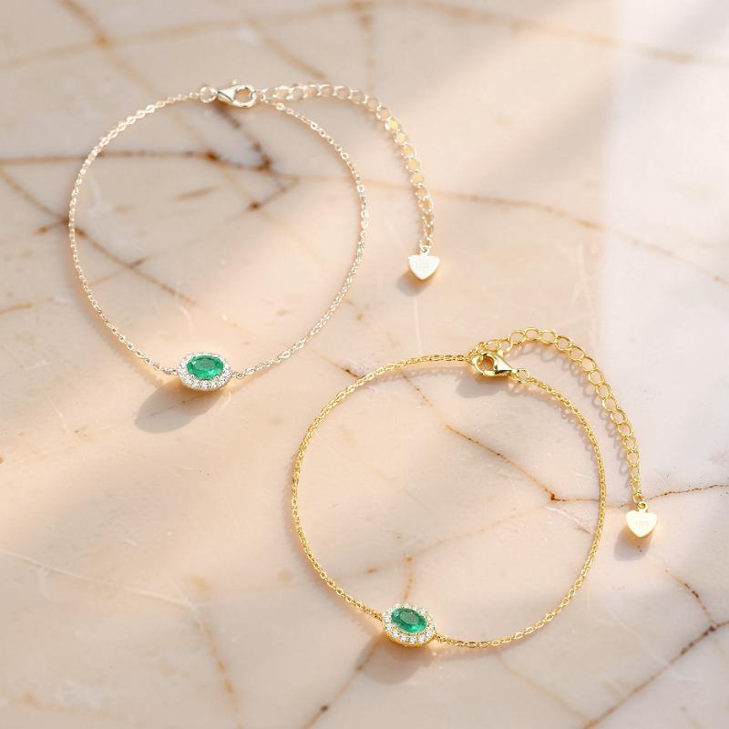 ATELIER-TIBET – Bracelet Émeraude – Souffle de Nature, Argent Plaqué Or