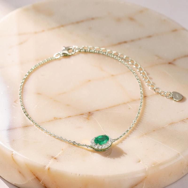 ATELIER-TIBET – Bracelet Émeraude – Souffle de Nature, Argent Plaqué Or