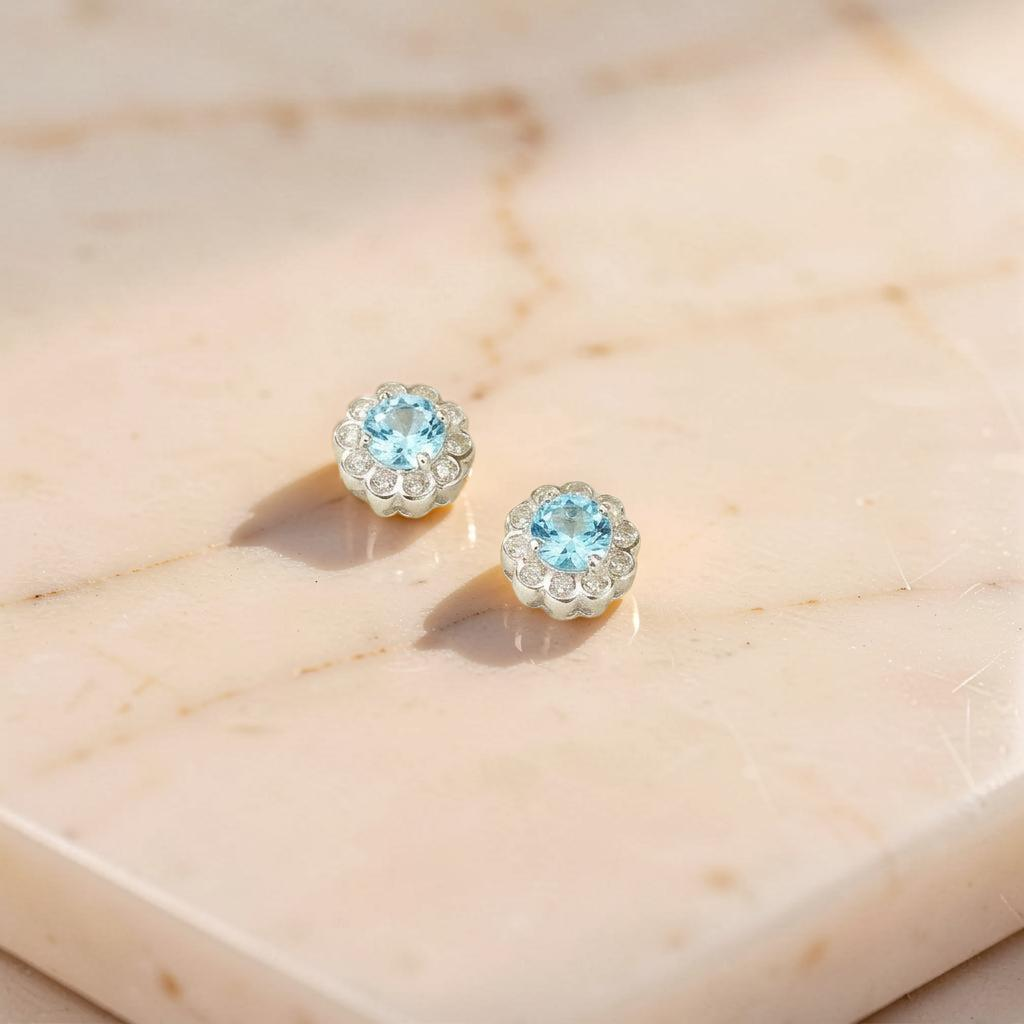 ATELIER-TIBET – Boucles d'Oreilles Topaze – Fleur d'Eden, Argent
