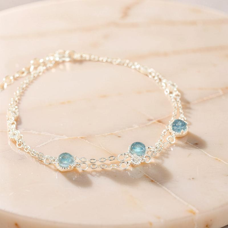 ATELIER-TIBET – Bracelet Aigue-Marine – Sérénité Bleue, Argent 925