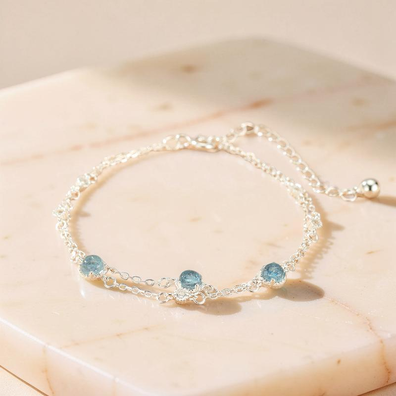 ATELIER-TIBET – Bracelet Aigue-Marine – Sérénité Bleue, Argent 925
