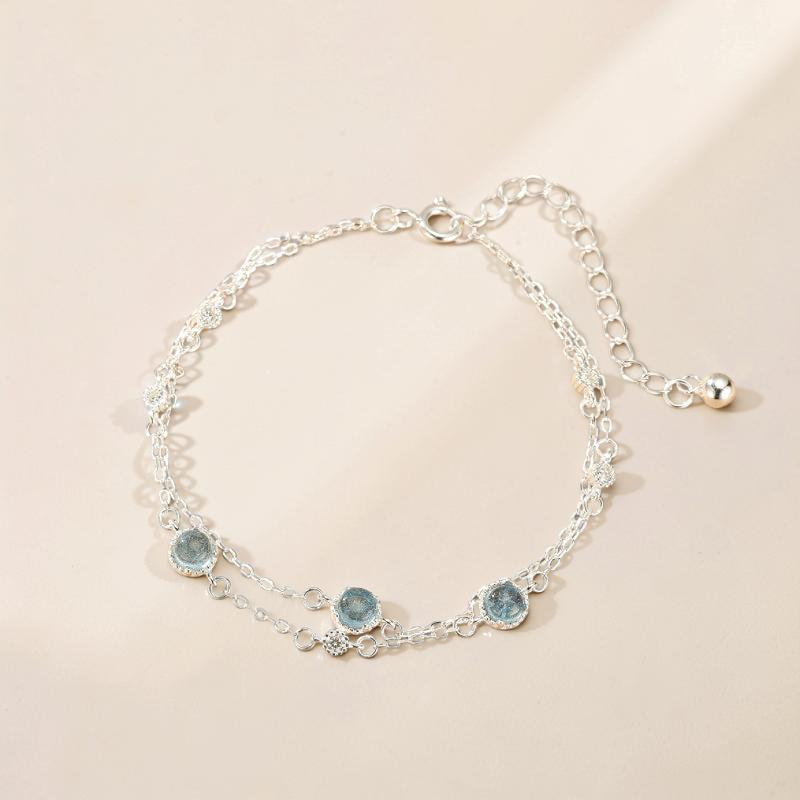 ATELIER-TIBET – Bracelet Aigue-Marine – Sérénité Bleue, Argent 925