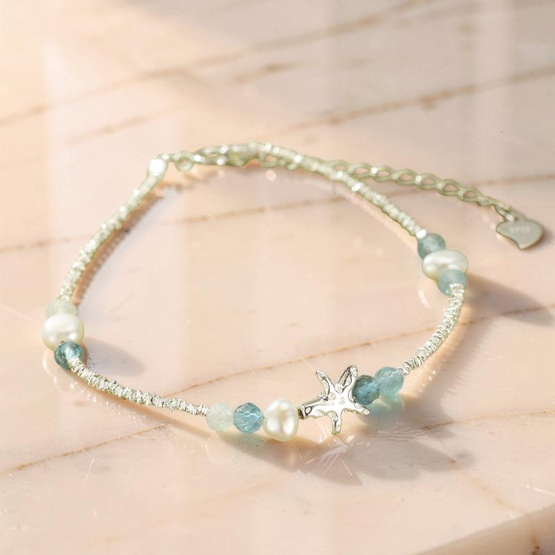 ATELIER-TIBET – Bracelet Aigue-Marine – Vol Marin, Argent S925