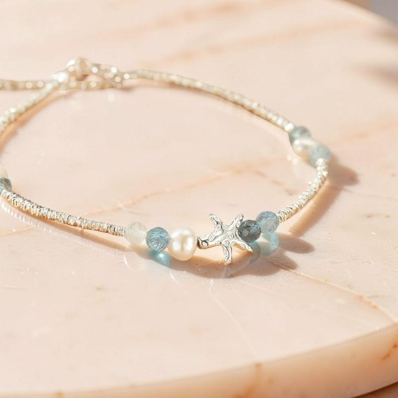 ATELIER-TIBET – Bracelet Aigue-Marine – Vol Marin, Argent S925