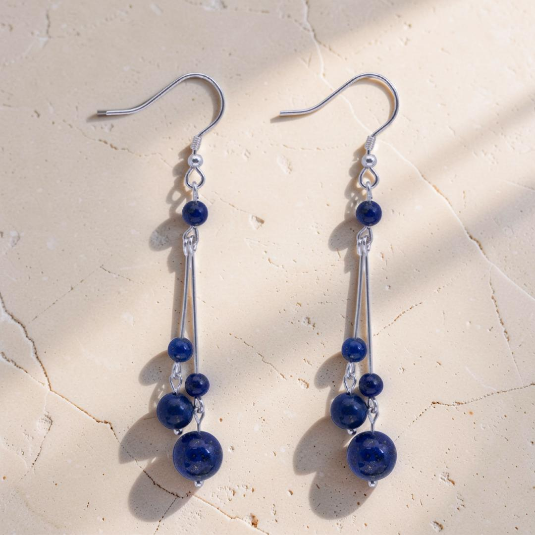 ATELIER-TIBET – Boucles d’Oreilles Lapis Lazuli – Danse Cosmique, Argent