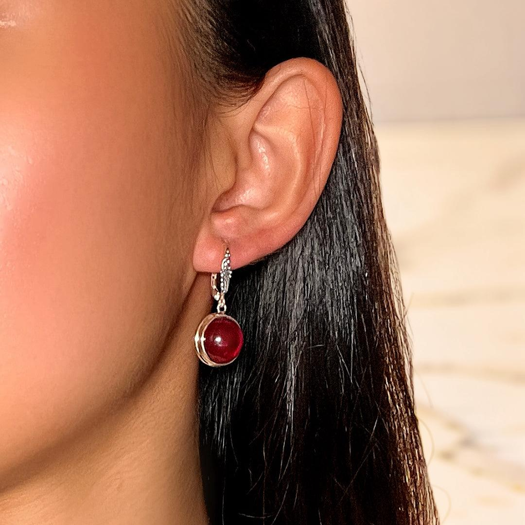 ATELIER-TIBET – Boucles d’Oreilles Cornaline – Lueur d’Énergie, Argent