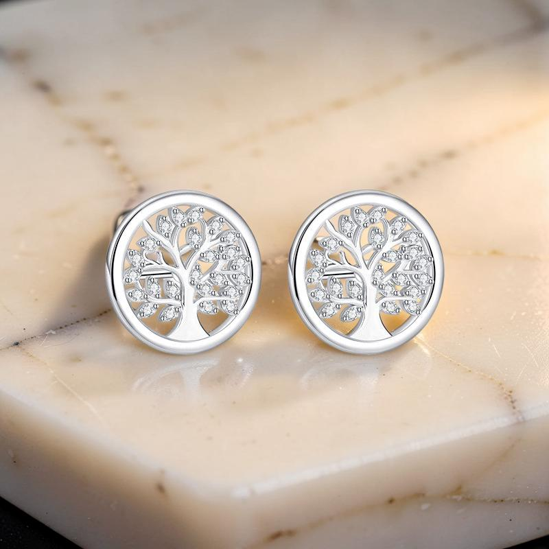 ATELIER-TIBET – Boucles d'Oreilles Arbre de Vie – Harmonie Sacrée, Argent S925