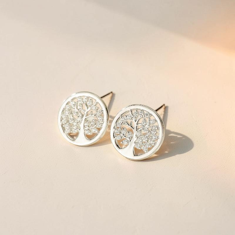 ATELIER-TIBET – Boucles d'Oreilles Arbre de Vie – Harmonie Sacrée, Argent S925