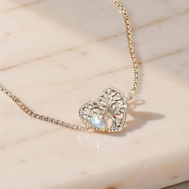 ATELIER-TIBET – Bracelet Pierre de Lune Arbre de Vie – Nature Éternelle, Argent