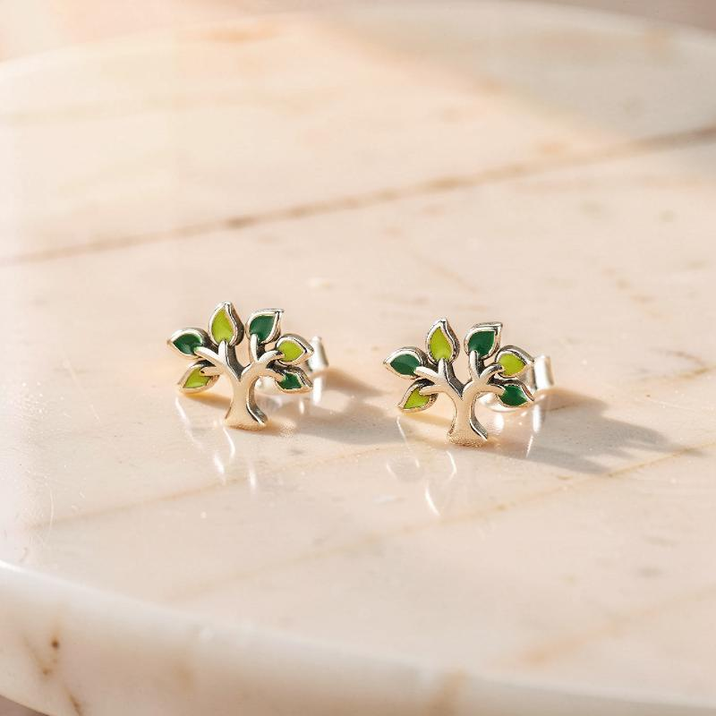 ATELIER-TIBET – Boucles d'Oreilles Arbre de Vie – Énergie de Vie, Argent