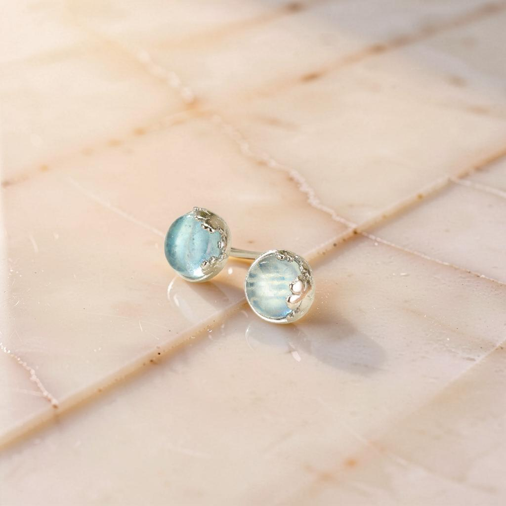 ATELIER-TIBET – Boucles d'oreilles Aigue marine – Océan Serein, Argent