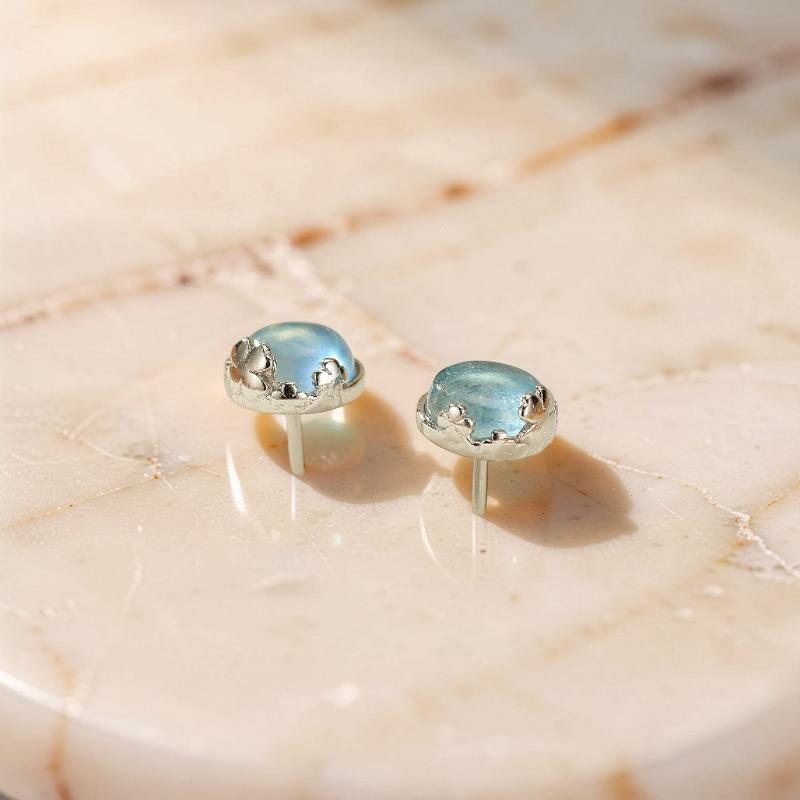 ATELIER-TIBET – Boucles d'oreilles Aigue marine – Océan Serein, Argent