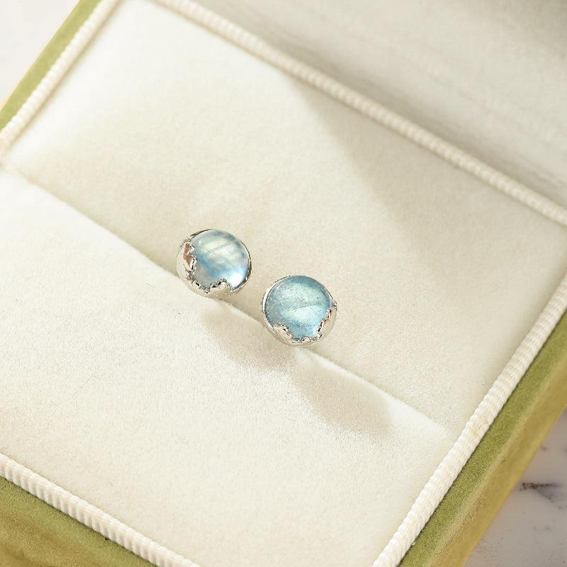 ATELIER-TIBET – Boucles d'oreilles Aigue marine – Océan Serein, Argent