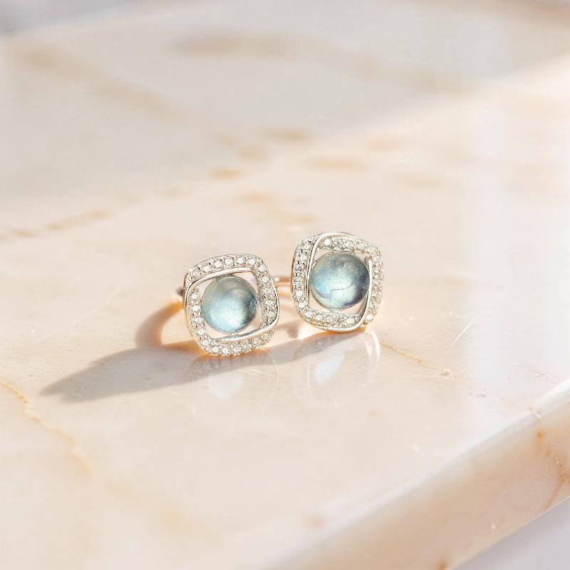 ATELIER-TIBET – Boucles d'oreilles Aigue marine – Onde Marine, Argent