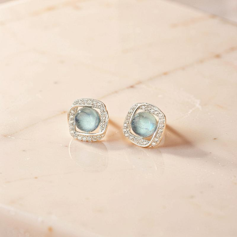 ATELIER-TIBET – Boucles d'oreilles Aigue marine – Onde Marine, Argent