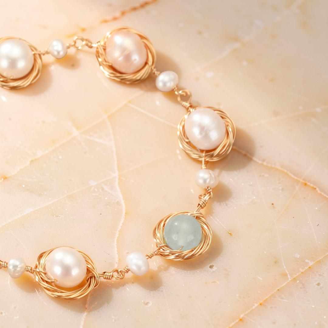 ATELIER-TIBET – Bracelet Aigue-marine et Perle – Trésor Marin