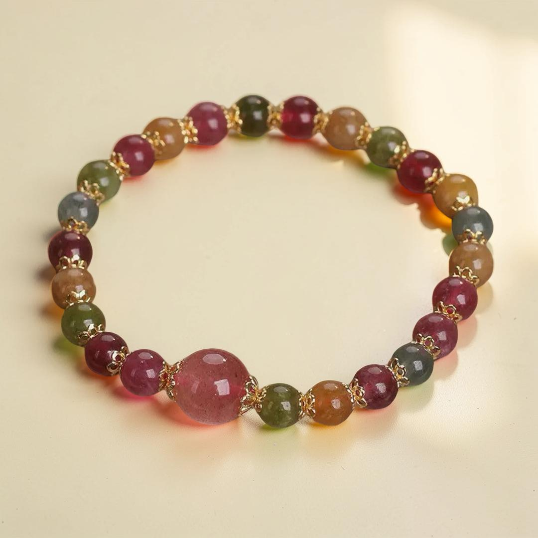 ATELIER-TIBET – Bracelet Tourmaline et Quartz Fraise – Harmonie Lumineuse