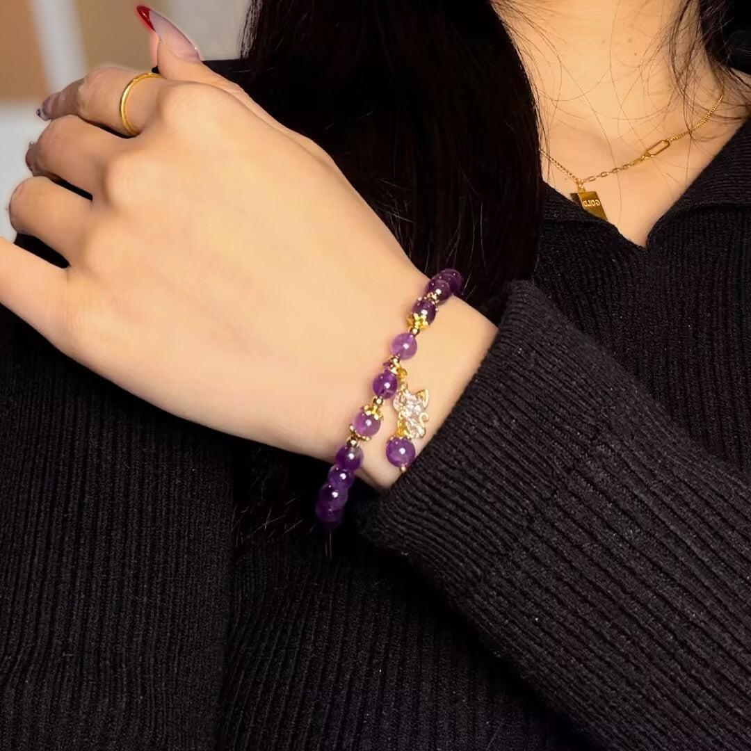 ATELIER-TIBET – Bracelet Améthyste – Chaton Joyeux