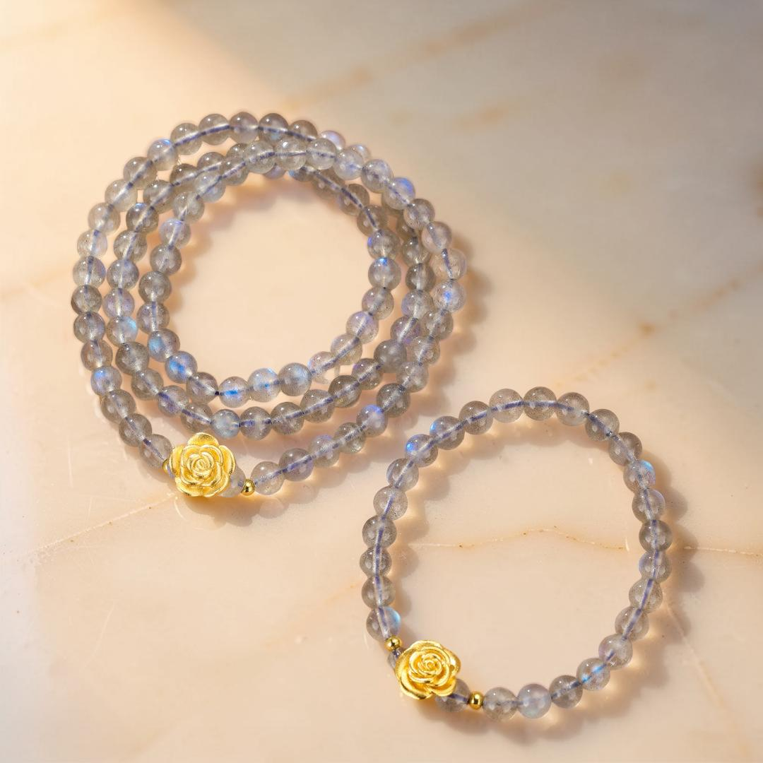 ATELIER-TIBET – Bracelet Labradorite – Rose Doré