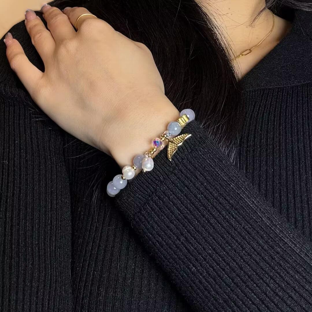 ATELIER-TIBET – Bracelet Aigue Marine et Perle – Apaisement de Mer