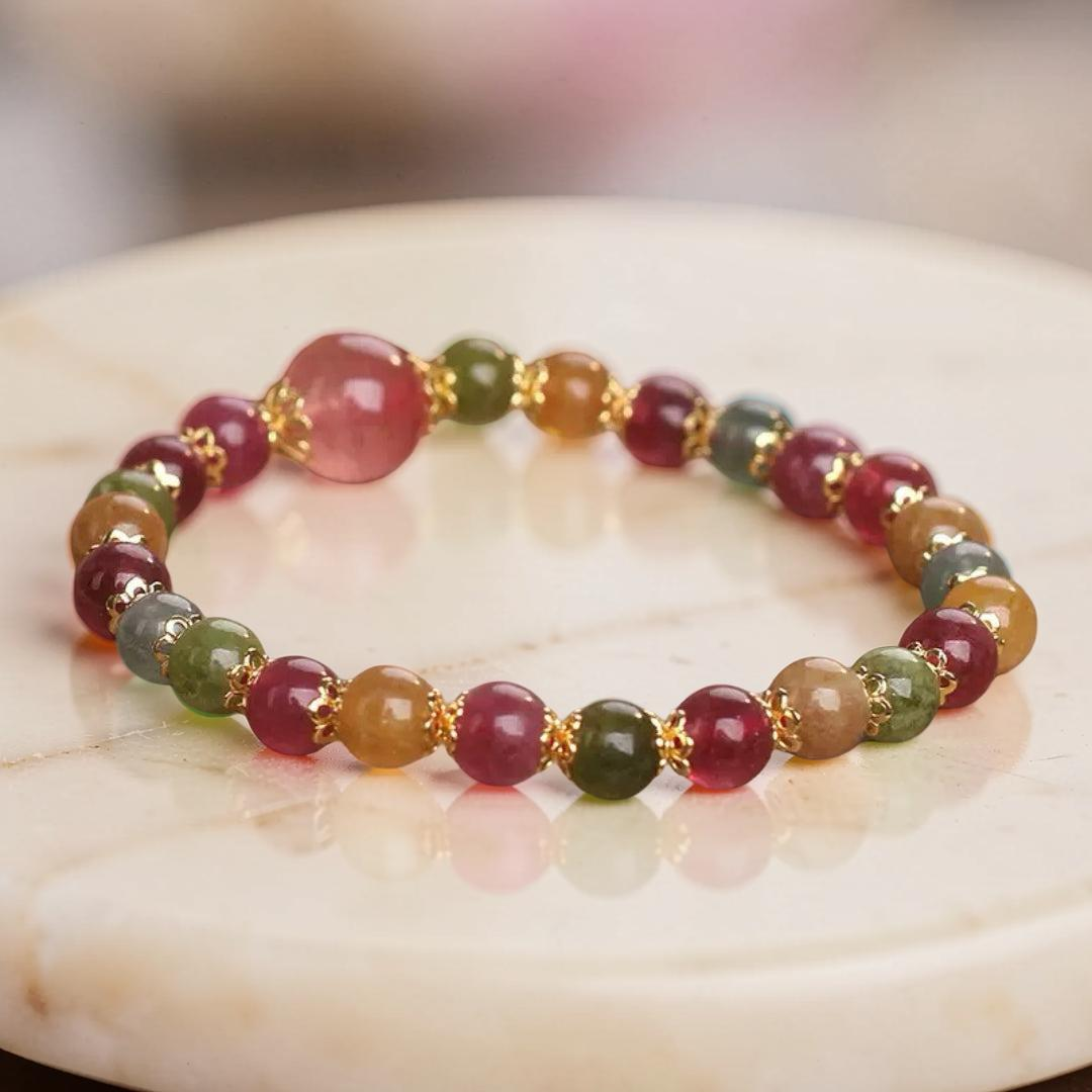 ATELIER-TIBET – Bracelet Tourmaline et Quartz Fraise – Harmonie Lumineuse