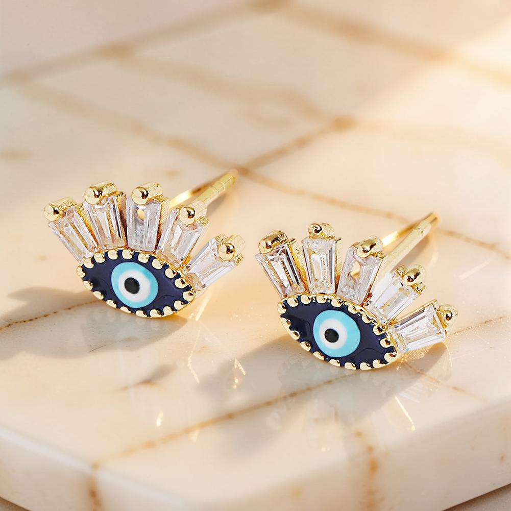 ATELIER-TIBET – Boucle d’oreille Mauvais Œil Regard en Cristal