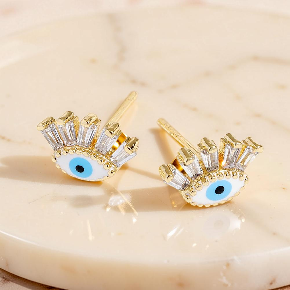 ATELIER-TIBET – Boucle d’oreille Mauvais Œil Regard en Cristal