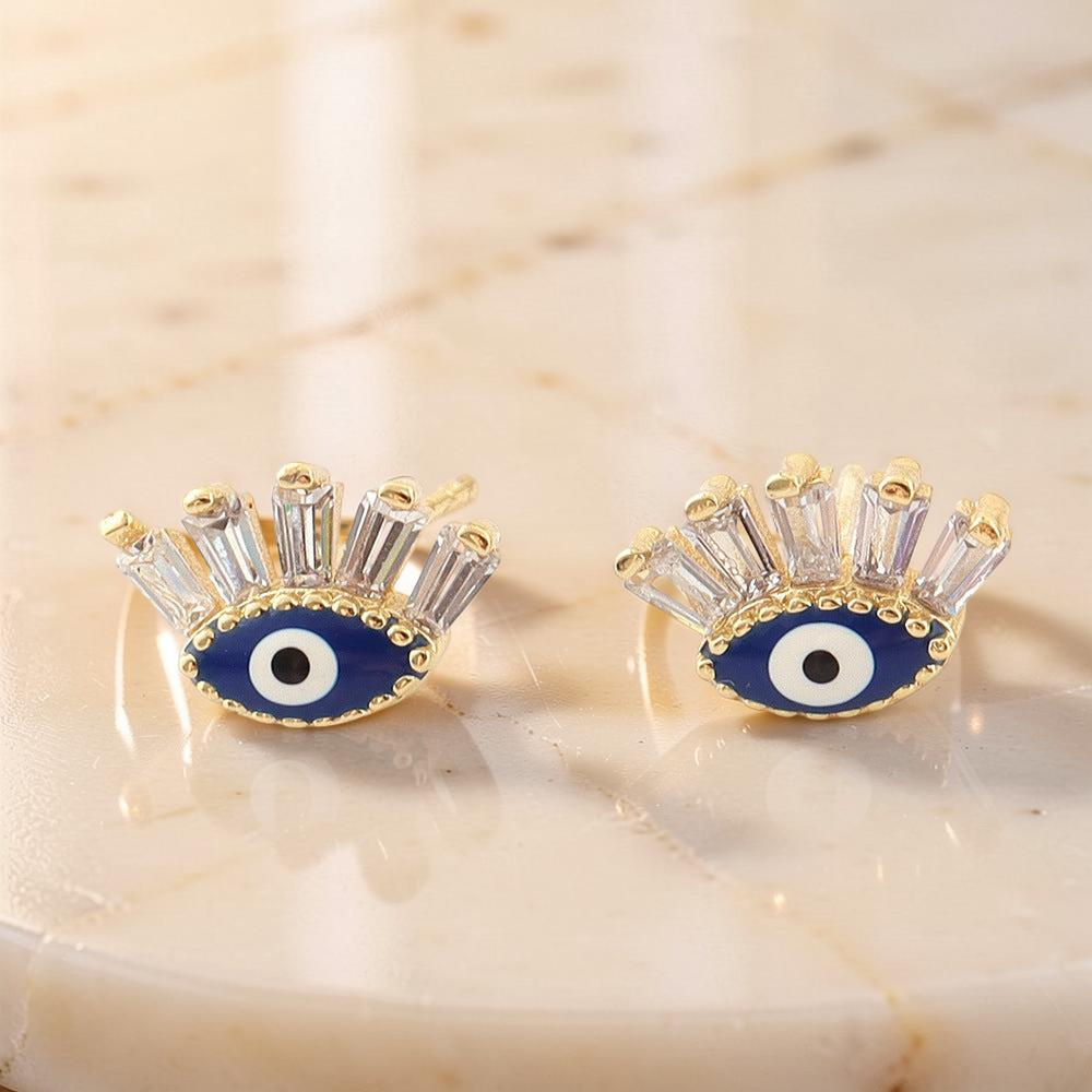 ATELIER-TIBET – Boucle d’oreille Mauvais Œil Regard en Cristal