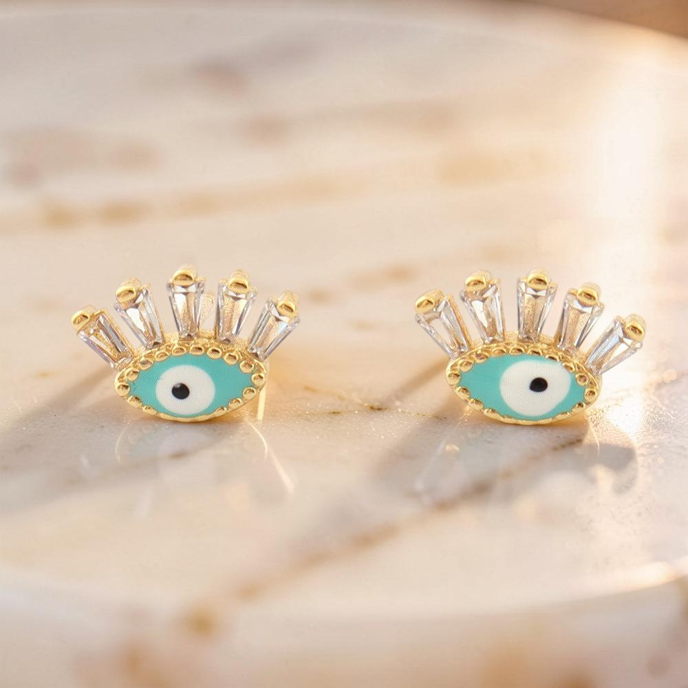 ATELIER-TIBET – Boucle d’oreille Mauvais Œil Regard en Cristal