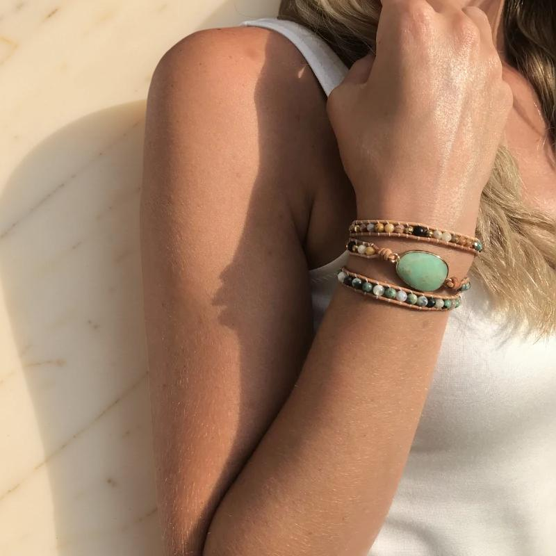 ATELIER-TIBET – Bracelet Agate – Esprit Aventure, Cuir