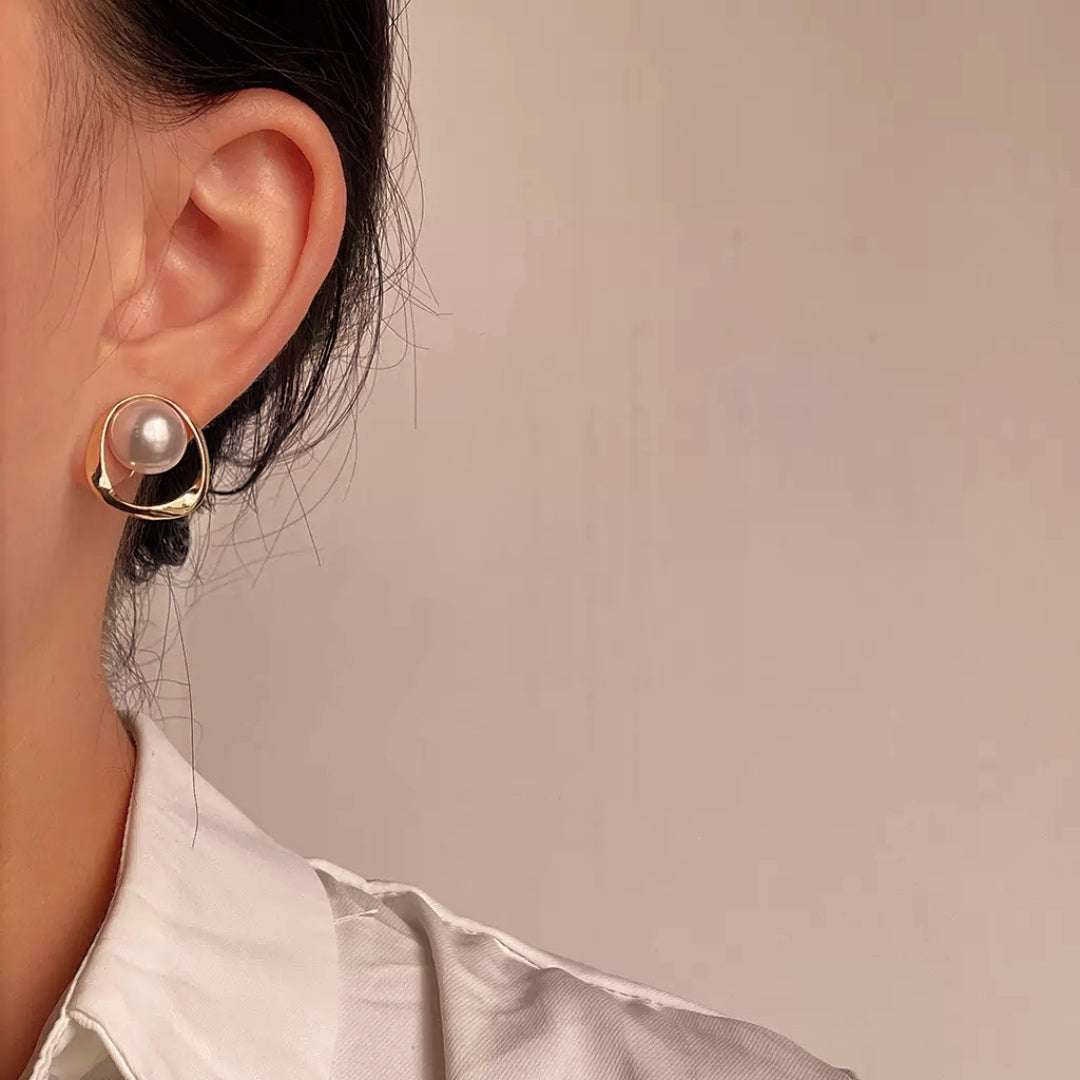 ATELIER-TIBET – Boucles d'Oreilles Perle – Cercle Élégant