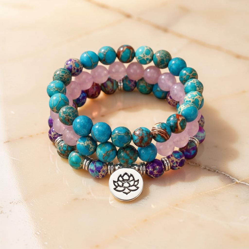 ATELIER-TIBET – Mâlâ 108 Pierres Naturelles - Rosé