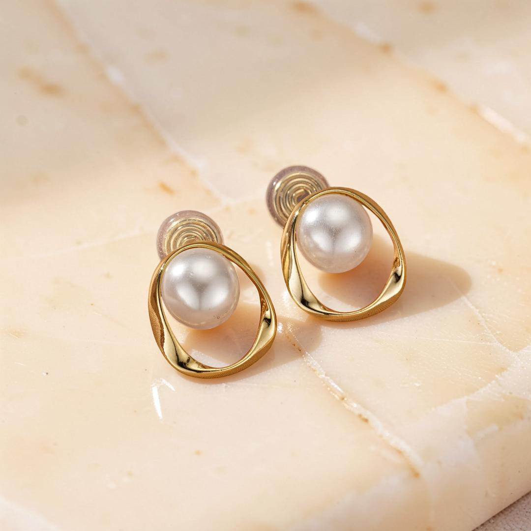 ATELIER-TIBET – Boucles d'Oreilles Perle – Cercle Élégant
