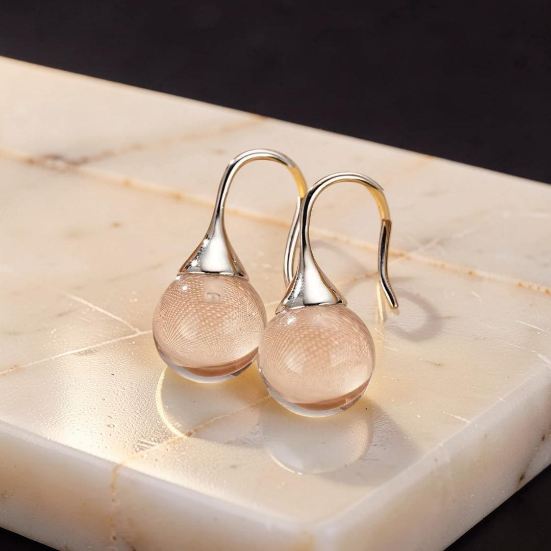 ATELIER-TIBET – Boucles d'Oreilles Cristal de Roche – Lumière Pure, Argent