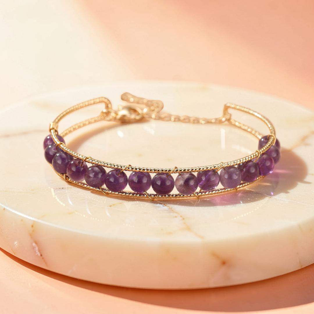 ATELIER-TIBET – Bracelet Quartz Rose, Améthyste ou Aigue-Marine – Beauté Énergétique