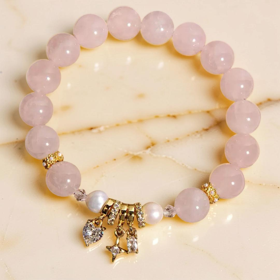 ATELIER-TIBET – Bracelet Quartz Rose et Perle – Charme de Vénus