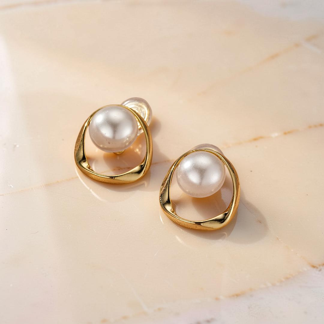 ATELIER-TIBET – Boucles d'Oreilles Perle – Cercle Élégant