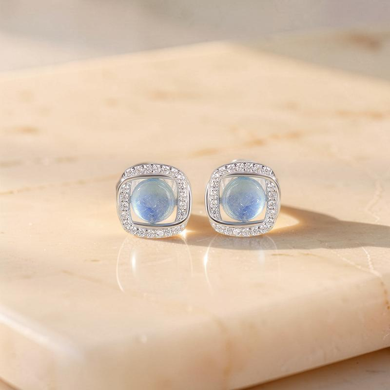 ATELIER-TIBET – Boucles d'oreilles Aigue marine – Onde Marine, Argent