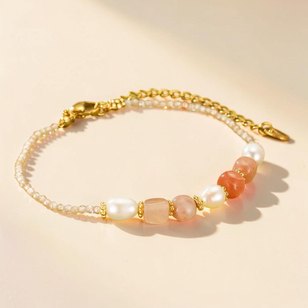 ATELIER-TIBET – Bracelet Pierre de Soleil et Perle – Harmonie Radieuse
