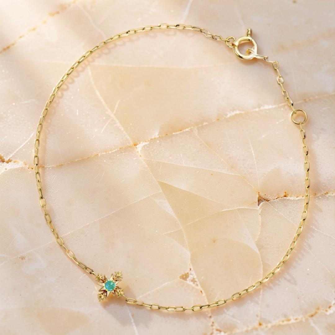 ATELIER-TIBET – Bracelet Amazonite, Croix Étoilée, Argent Plaqué Or