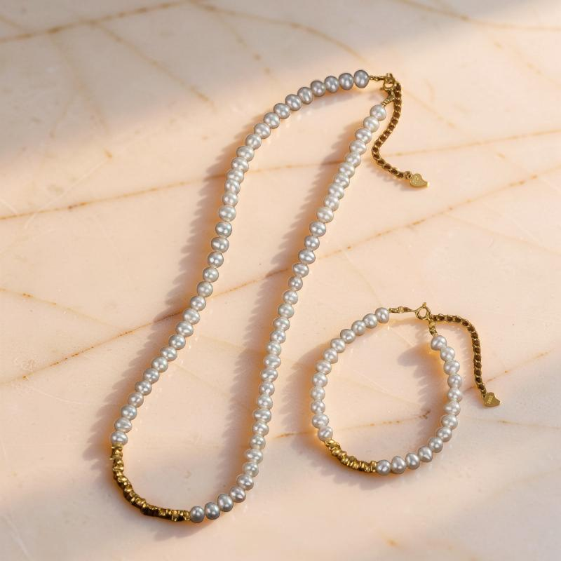 ATELIER-TIBET – Bracelet Perle – Éclat Pur, Argent Plaqué Or