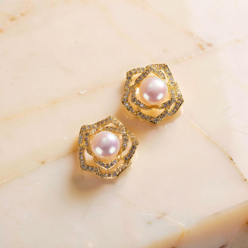 ATELIER-TIBET – Boucles d'Oreilles Perle – Rose de Promesse