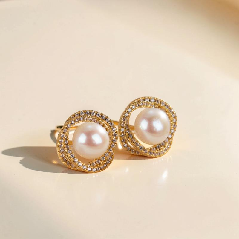 ATELIER-TIBET – Boucles d'Oreilles Perle – Douceur Nacrée, Argent Plaqué Or