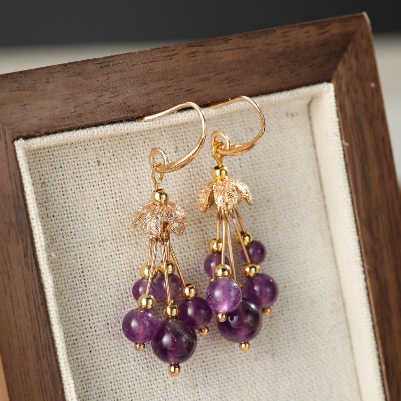 ATELIER-TIBET – Boucles d'Oreilles Améthyste – Floraison Tendrille