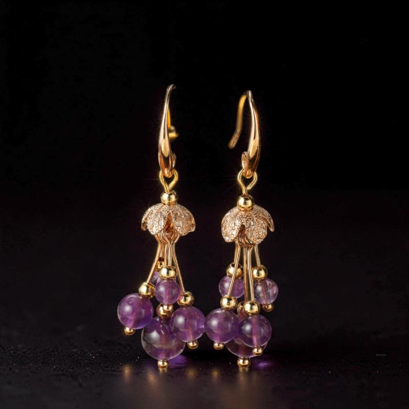ATELIER-TIBET – Boucles d'Oreilles Améthyste – Floraison Tendrille