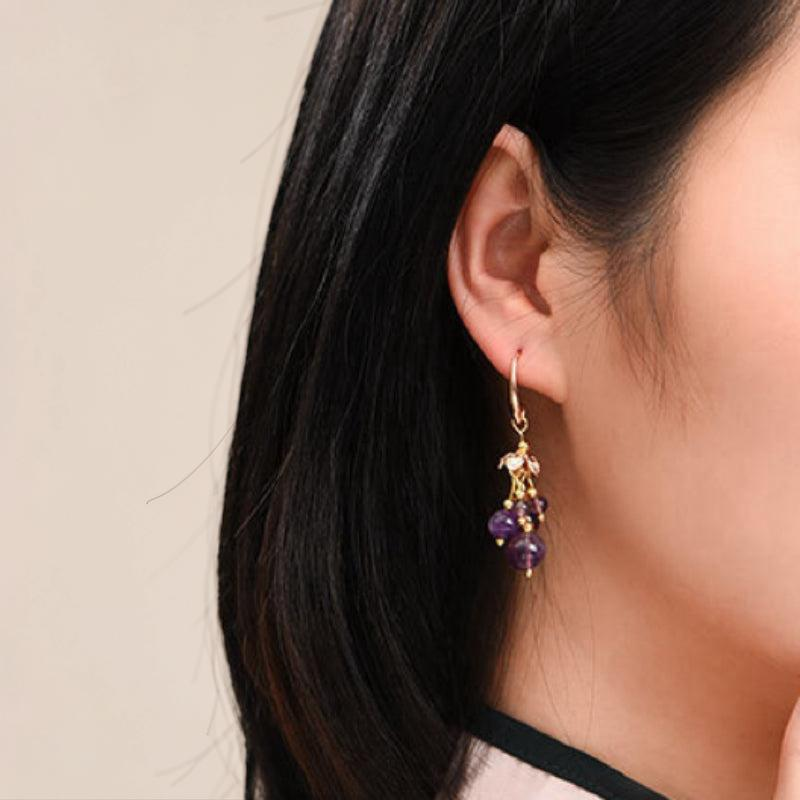 ATELIER-TIBET – Boucles d'Oreilles Améthyste – Floraison Tendrille