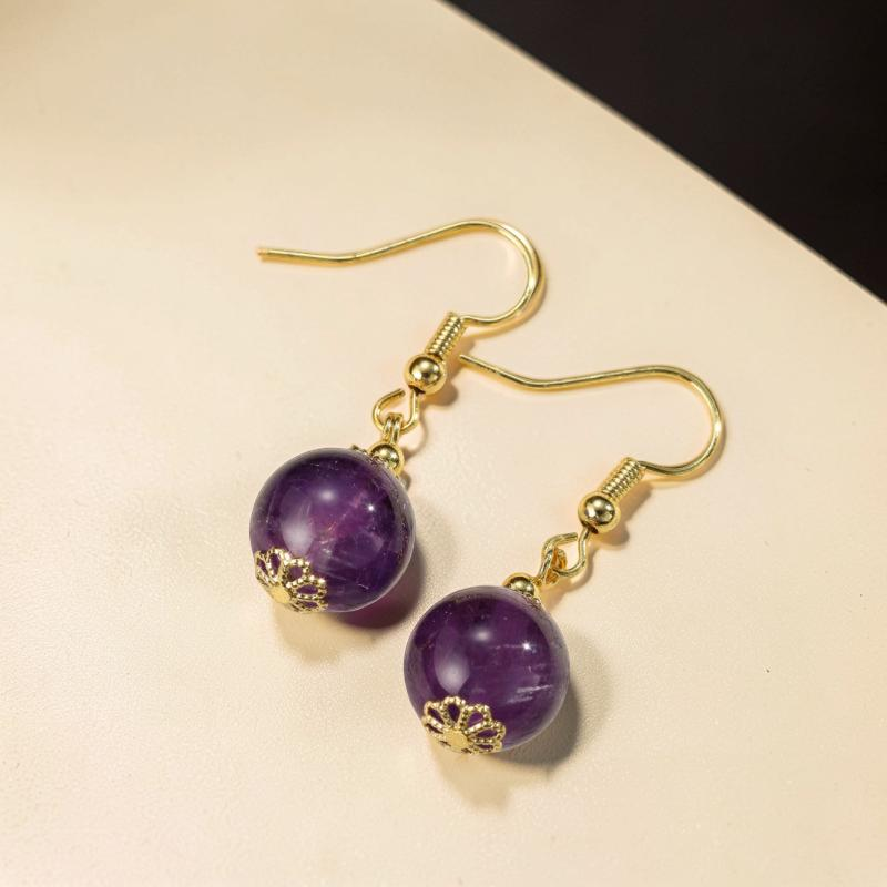 ATELIER-TIBET – Boucles d'Oreilles Améthyste – Sphère Lumineuse