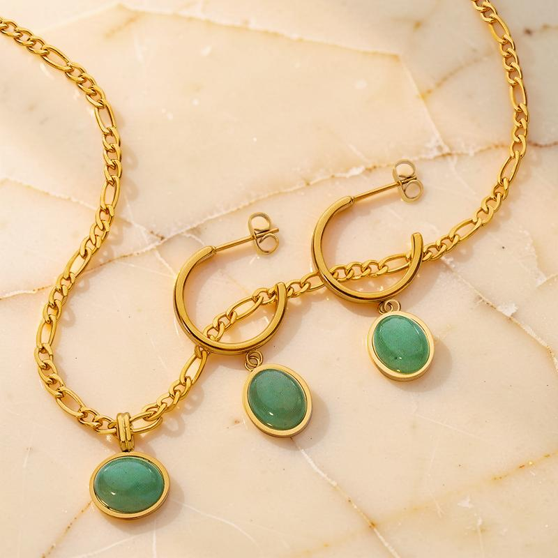 ATELIER-TIBET – Boucles d'Oreilles Aventurine – Classe Naturelle